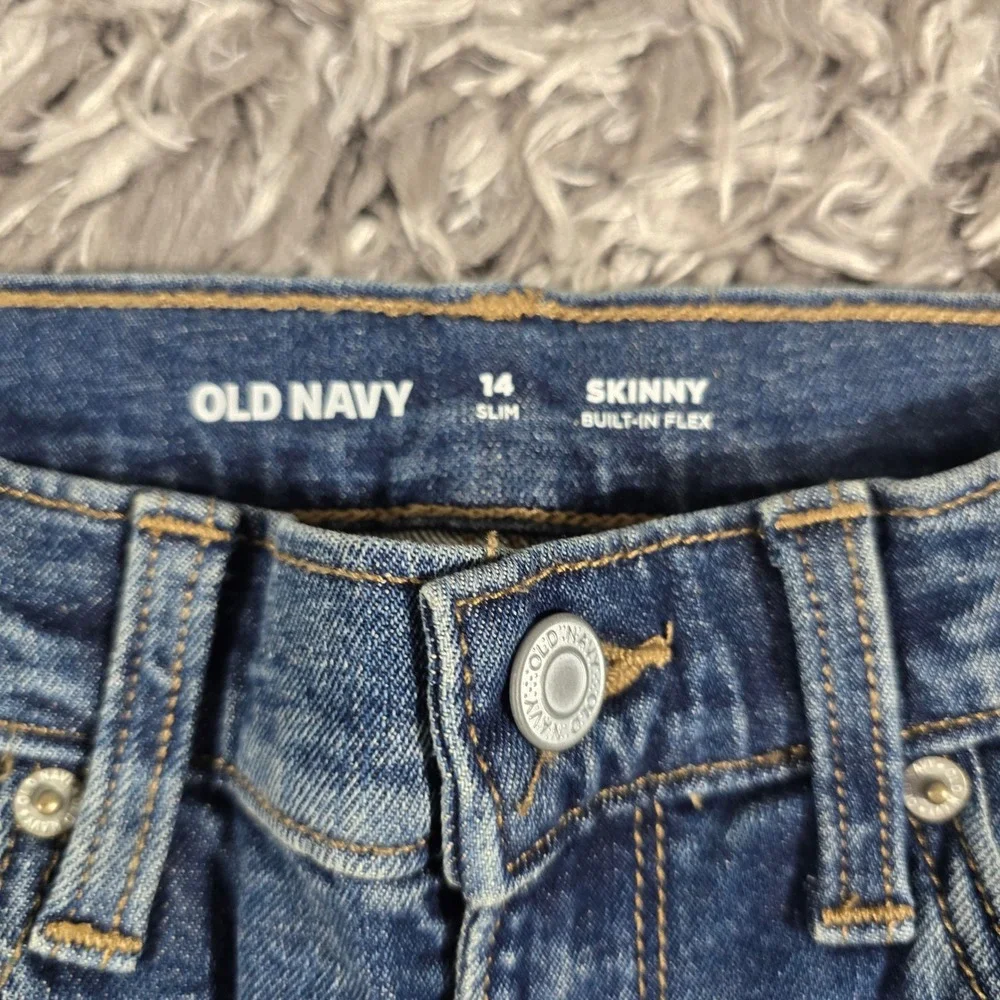 Old Navy Boys Skinny Built-In Flex Jeans Blue Medium Wash 14 Slim Stretch Denim